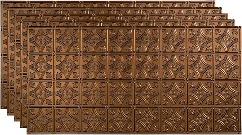 Miniatura 26 de FASÄDE Panel de techo decorativo de vinilo con pegamento de estilo tradicional y patrón 1 en níquel cepillado (muestra de 12 x 12 pulgadas)