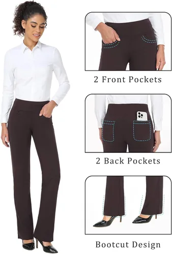 Miniatura 23 de Safort Pantalones de yoga con entrepierna de 28" 30" 32" 34"más amplios en la parte inferior para botas altas, 4 bolsillos, UPF50+