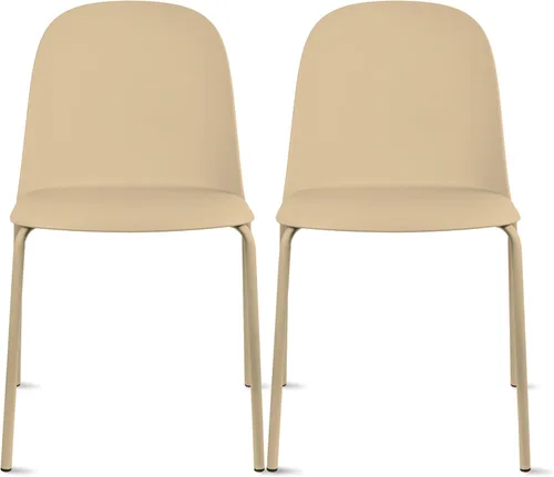 Miniatura 14 de 2xhome Silla de comedor moderna apilable sin brazos Asiento de plástico con patas de metal Uso en interiores o exteriores Patio de cocina
