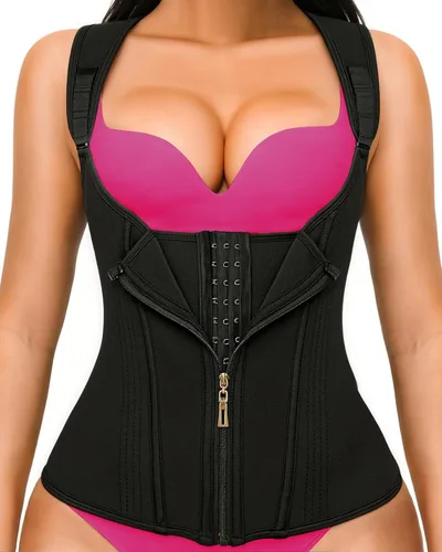 Miniatura 10 de YADIFEN Waist Trainer for Women,Zipper Corset Body Shaper for Tummy Control Neoprene Cincher Sweat Sauna Vest Tank Top Látex negro transpirable