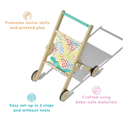 Miniatura 2 de LOVEVERY The Buddy Stroller Cochecito de muñeca de juguete de madera para juego de simulación, a partir de 12 meses