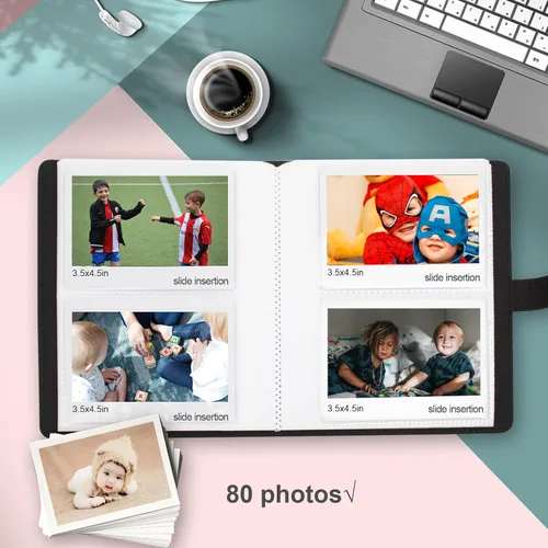 Miniatura 4 de VOVMOEYA Álbum de fotos de 80 bolsillos de 3.5 x 4.5 pulgadas, para cámaras Polaroid, para Fujifilm Instax Wide 400/300/210, álbum de fotos de 20