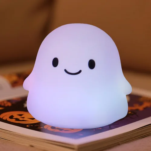 Miniatura 8 de Luz nocturna de conejo de cara grande para niños, lámpara de conejo de silicona blanda con control táctil, 3 niveles de brillo, temporizador