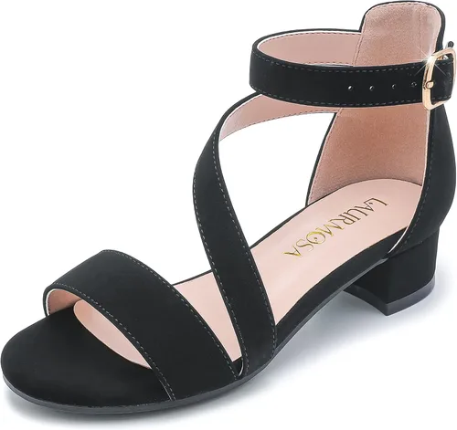 Sandalias para niñas con tacón para niños con punta abierta y correa de tobillo, zapatos de vestir con flores para bodas y fiestas para niños