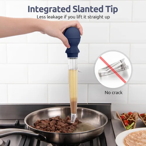 Miniatura 5 de U-Taste Baster de pavo en ángulo de 1.5 onzas – 228.2ºF resistente al calor de grado alimenticio Tritan y silicona de pulpo grande con cepillo