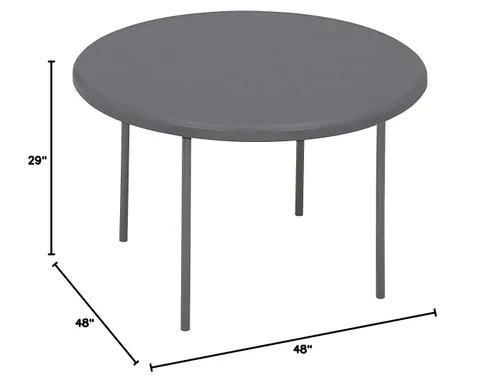 Miniatura 2 de Mesa plegable redonda de grado comercial indestructible Serie Iceberg 1200, de 600 libras de capacidad, Carbón, 1 Carbón vegetal