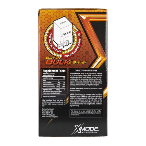 Miniatura 4 de XMODE Extra Strength Energy Shots on Tap - Sabor a mandarina, sin azúcar, 150 mg de cafeína por oz, B12, 100 porciones (1 onza), dispensador con 2