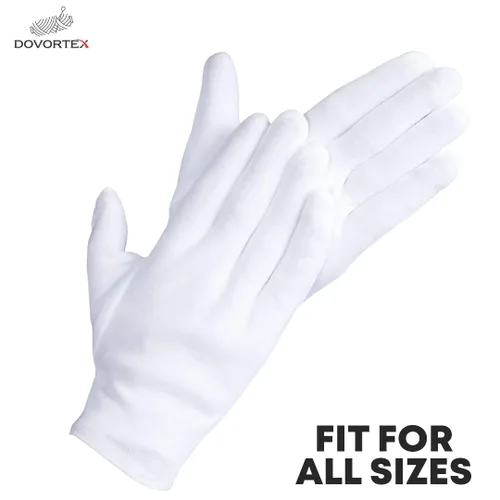 Miniatura 5 de DOVORTEX 24 guantes de algodón blanco, protectores para manos secas, hidratación, inspección, lavables a máquina