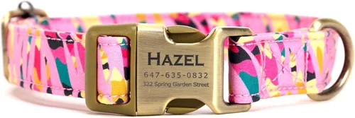Miniatura 9 de Collar de perro personalizado con nombre y número de teléfono grabado, collar ajustable personalizado para cachorros, collar de algodón orgánico
