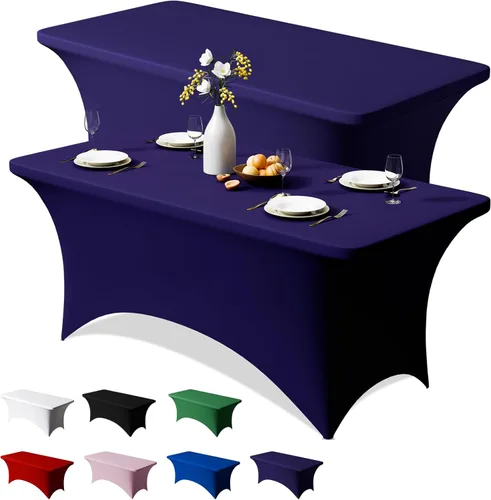 Miniatura 18 de Trlyc Paquete de 1 mantel rectangular de elastano de 4 pies – 48 x 30 pulgadas, resistente a las arrugas, para bodas, fiestas, banquetes, picnic