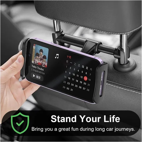 Miniatura 6 de Soporte para reposacabezas de coche, soporte ajustable giratorio 360 para tabletas de 5.3"-10.2", soporte universal para coche en el asiento trasero