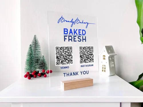 Miniatura 7 de Letrero de acrílico personalizado para decoración de negocios, letrero QR personalizado, decoración de tienda, redes sociales para negocios, letrero