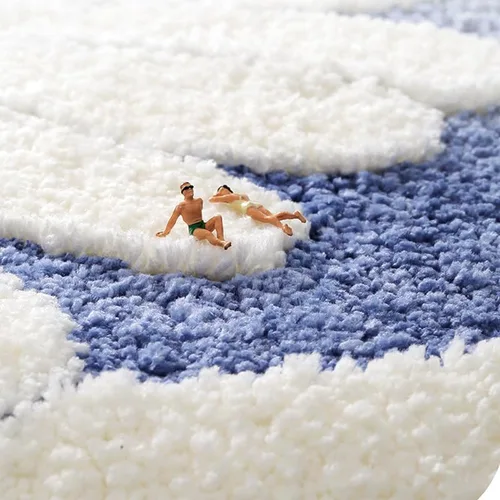 Miniatura 5 de Tapete de baño suave con diseño de margarita, divertido tapete de baño antideslizante absorbente de agua, lavable a máquina (azul)