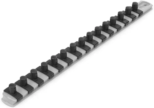 Miniatura 28 de TEKTON 3/8 Pulgadas de accionamiento x 8 Pulgadas de riel de enchufe, 10 clips (negro) OSR11210 Fabricado en EE. UU
