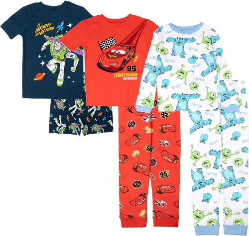Miniatura 9 de Disney Conjunto de pijama unisex de algodón cómodo a juego de 6 piezas para niños, suave y lindo para niños