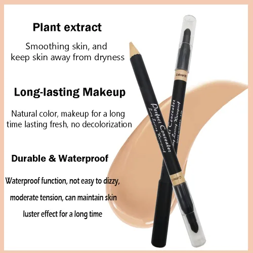 Miniatura 3 de AKARY Face 2 en 1 de doble cara para cejas y corrector en barra iluminadora, base impermeable para ojeras y puntos negros, lápiz corrector