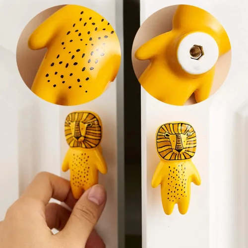 Miniatura 3 de 5 pomos de cerámica con diseño de animales para niños, puerta de habitación de los niños, armario de habitación de los niños, tiradores de armario