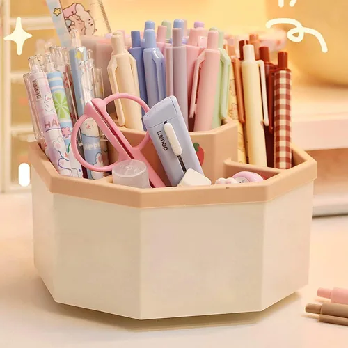 Miniatura 5 de Organizador de escritorio, portalápices de escritorio, 5 compartimentos, organizador de escritorio, caja de almacenamiento de suministros de arte
