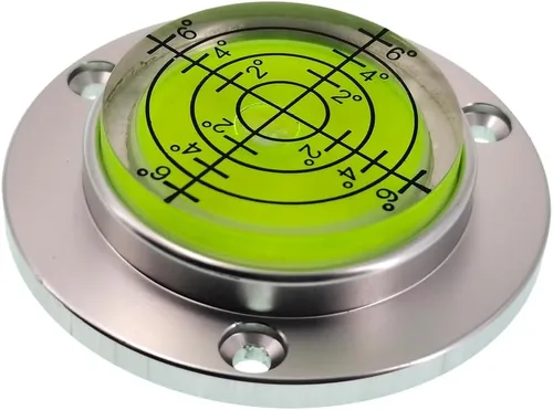 Miniatura 6 de Round Bull's Eye Bubble Level, Aluminum Alloy Flange with Mounting Holes, Green Acrylic Vial, 50mm (non-magnetic)
