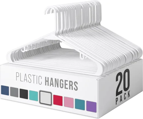 Miniatura 8 de Perchas de plástico para ropa, paquete de 20 unidades, ganchos de plástico color aguamarina, son perfectas para colgar abrigos y ahorrar espacio