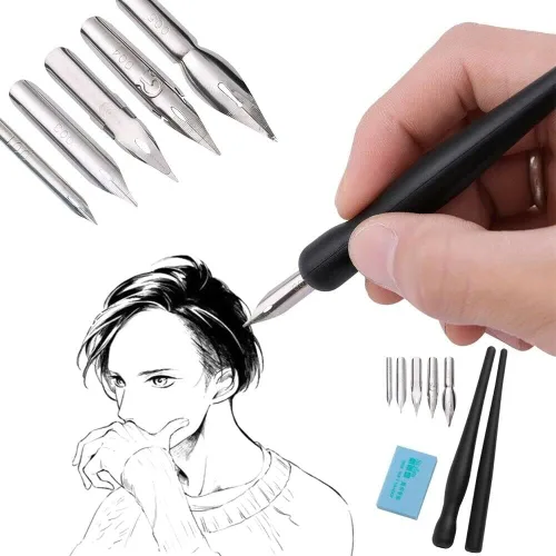 Miniatura 3 de Estink Manga Cartoon Comic - Juego de bolígrafos de caligrafía con 2 soportes para bolígrafos y 5 puntas de repuesto para dibujar y pintar