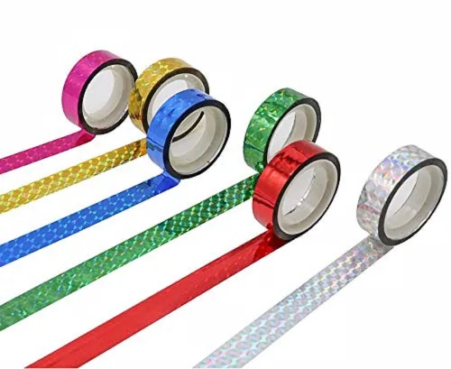 Miniatura 3 de Hula Hoop Washi Prism Tape (12 unidades) 1/2" (12mm) x 25 pies (3.5M) - 6 colores holográficos - 2 rollos de cada color. Ideal para señuelos