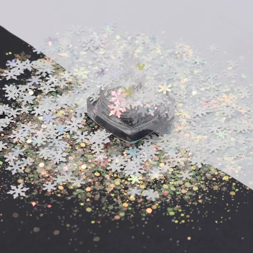 Miniatura 5 de Caja y juego de 12 colores – Árbol de copo de nieve de Navidad Serie de mezclas gruesas con purpurina – Festival Rave Beauty Maquillaje de cara