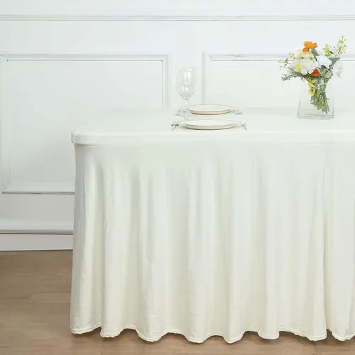 Miniatura 12 de Efavormart - Falda de mesa rectangular de una pieza de elastano de 6 pies, color negro, con volantes