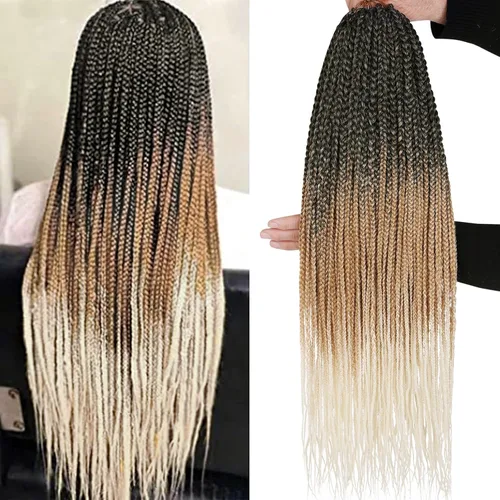 Miniatura 32 de XTREND 10 Pulgadas 6 Paquetes Trenzas de Caja de Ganchillo Cabello Pre-anudado Sin Nudos Bobo Trenzas de Caja 3X Extensiones de Cabello Trenzado 1b#