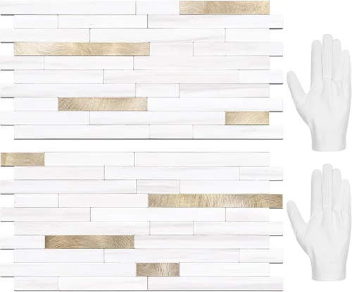Miniatura 9 de STICKGOO 2 Hojas de Azulejos Adhesivos Despegables para Salpicadero, Azulejos Adhesivos para Salpicadero de Cocina y Baño, Aspecto de Madera Negro