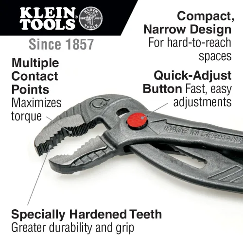 Miniatura 2 de Klein Tools Alicates de bomba D504-10B, alicates de bomba de agua de lengüeta y ranura de ajuste rápido, 10 pulgadas