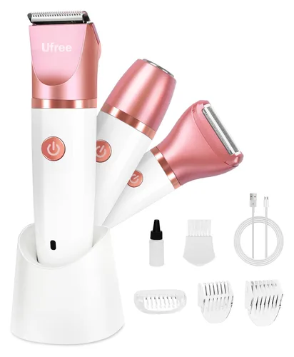 Ufree Afeitadora Eléctrica para Mujeres, Vello Púbico, Recortadora de Bikini para Cabello Facial y Corporal, Recortadora de Uso Húmedo y Seco, Negro