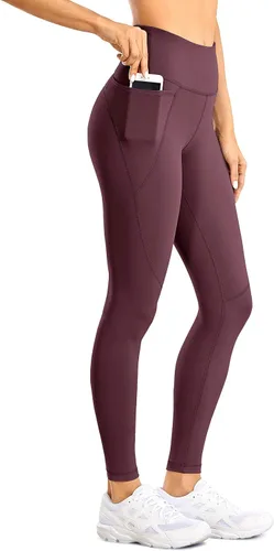 CRZ YOGA Leggings de invierno de forro polar ligero para mujer de 28 pulgadas, pantalones gruesos cepillados, cálidos de cintura alta, leggings de
