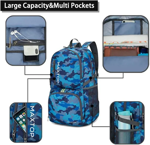 Miniatura 3 de MAXTOP Mochila plegable ligera de 40/50L para senderismo, viajes, camping, resistente al agua, plegable, para viajes al aire libre