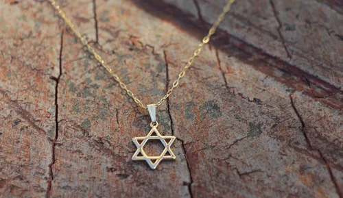Miniatura 3 de Collar de estrella de David, collar de Magen David relleno de oro, fina estrella de David de oro, collar religioso, joyería judía de murciélago