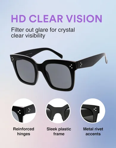 Miniatura 5 de zeroUV - Gafas de sol cuadradas retro de moda de gran tamaño para mujer estilo vintage 1.969 pulgadas