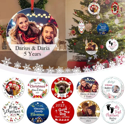 Miniatura 4 de Adornos de Navidad personalizados para la familia 2023, personaliza tus propios adornos de apellido para Navidad, decoración de árbol colgante