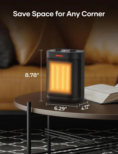 Miniatura 8 de Calentadores de espacio de 1500 W para usos en interiores, calentador eléctrico portátil con termostato, 3 modos, protección múltiple, calentador