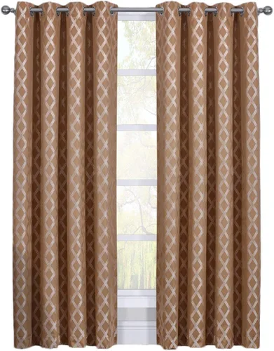 sheetsnthings Rosaline - Juego de 2 cortinas opacas con aislamiento térmico de jacquard, 108 pulgadas de ancho x 96 pulgadas de largo, color dorado