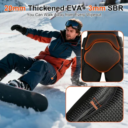 Miniatura 3 de Pantalones cortos acolchados de EVA con protección 3D, almohadilla de choque para snowboard, patineta, esquí, patinaje, bicicleta, etc.