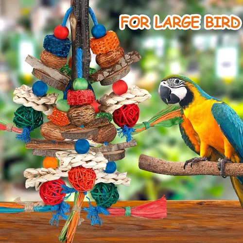 Miniatura 4 de Juguetes para pájaros, juguetes de loro, emocionante diversión masticable para periquitos, cacatúas, conures, tortolitos, cacatúas grises africanas