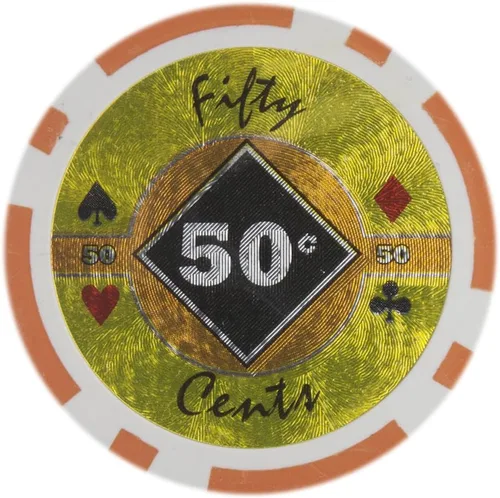 Brybelly Black Diamond Poker Chip - Compuesto de arcilla pesada de 0.49 oz, paquete de 50 ($0.50 naranja)