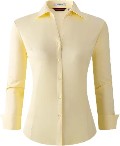 Miniatura 13 de Alex Vando - Blusa de botones para mujer, sin arrugas, manga larga, casual, para el trabajo