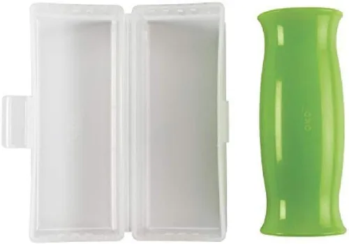 Pelador de ajos de silicona OXO Good Grips con estuche de almacenamiento que permanece limpio, transparente, 1 unidad