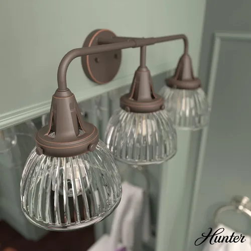 Miniatura 2 de Hunter - Cypress Grove 3 luces Onyx Bengal, luz de tocador de tamaño mediano, regulable, estilo de transición, para dormitorios, cocinas