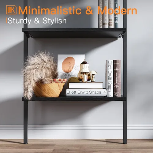 Miniatura 6 de ODK Estante de escalera de 6 niveles, estante para libros con marco de metal, estantería para sala de estar, oficina en casa, cocina y dormitorio