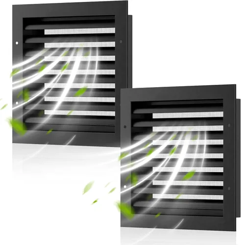 Miniatura 19 de Rejillas de ventilación de pared de 8 pulgadas de ancho x 8 pulgadas de alto, rejillas de ventilación Hon&Guan de aleación de aluminio a dos aguas