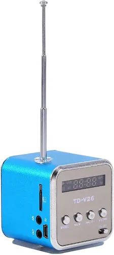 Miniatura 7 de Altavoz de radio FM portátil, MP3 MP4 estéreo digital, reproductor de música, soporte para tarjeta TF, disco USB, batería de 600 mAh, mini altavoz