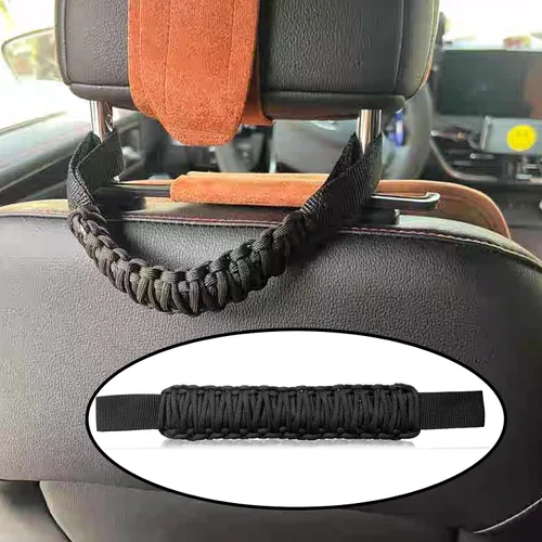 Miniatura 7 de Juego de 2 asas de agarre para reposacabezas, kit de asas de agarre de barra antivuelco del respaldo del asiento delantero y trasero del automóvil