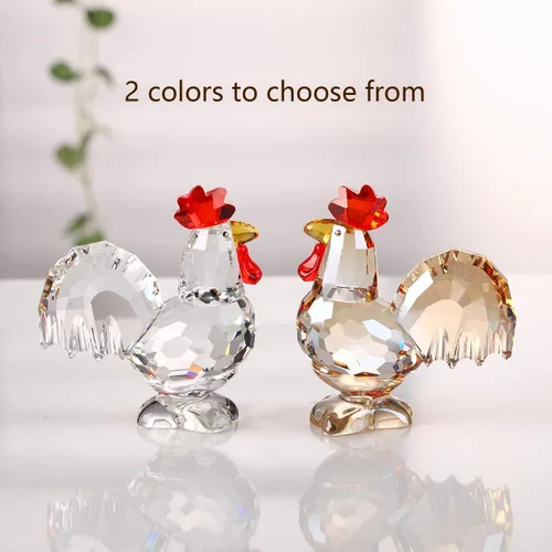 Miniatura 5 de DOJOZ Figura de gallo de cristal coleccionable linda figura regalo adorno decoración del hogar (blanco)